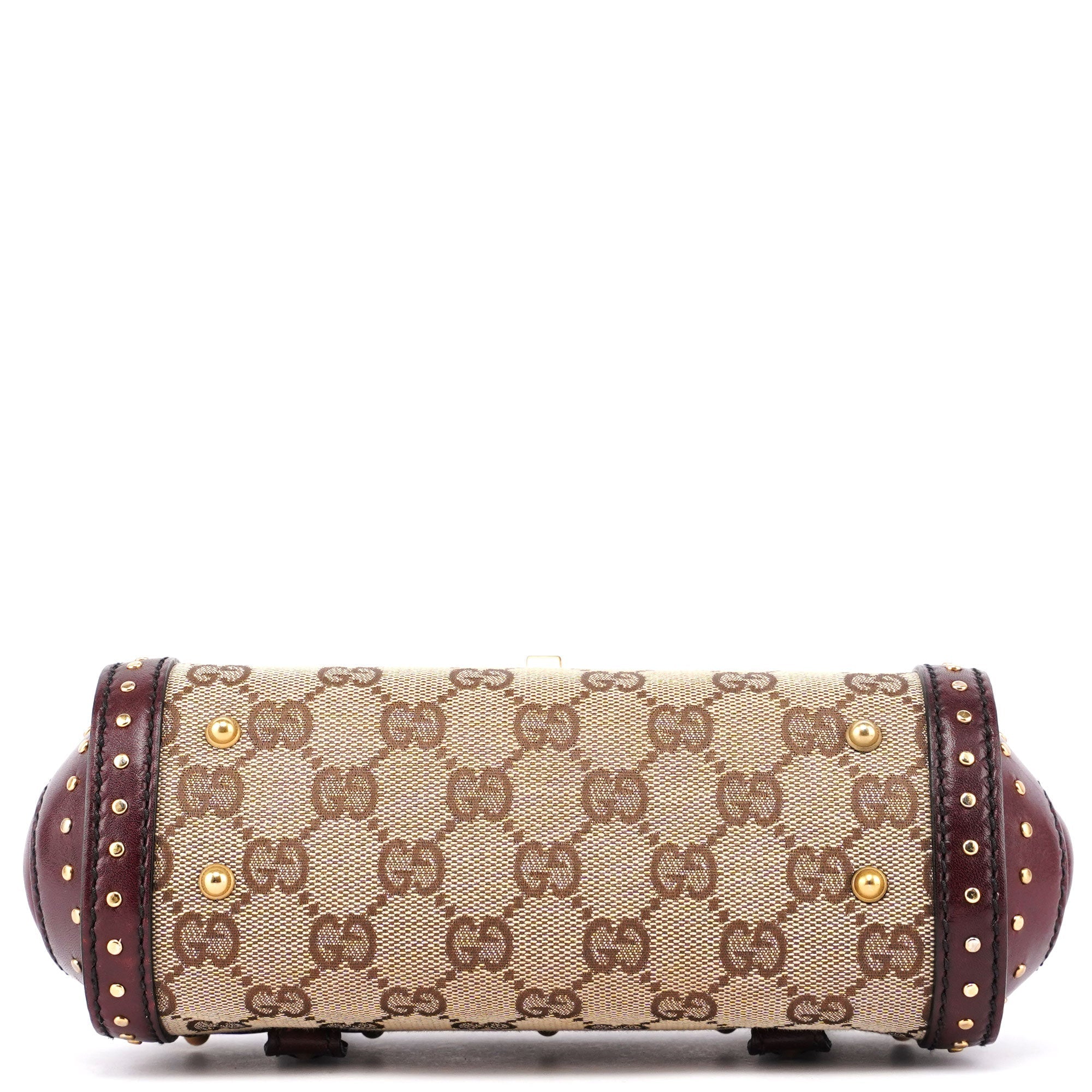114994 Beige GG Burgundy Leather Studded Bag