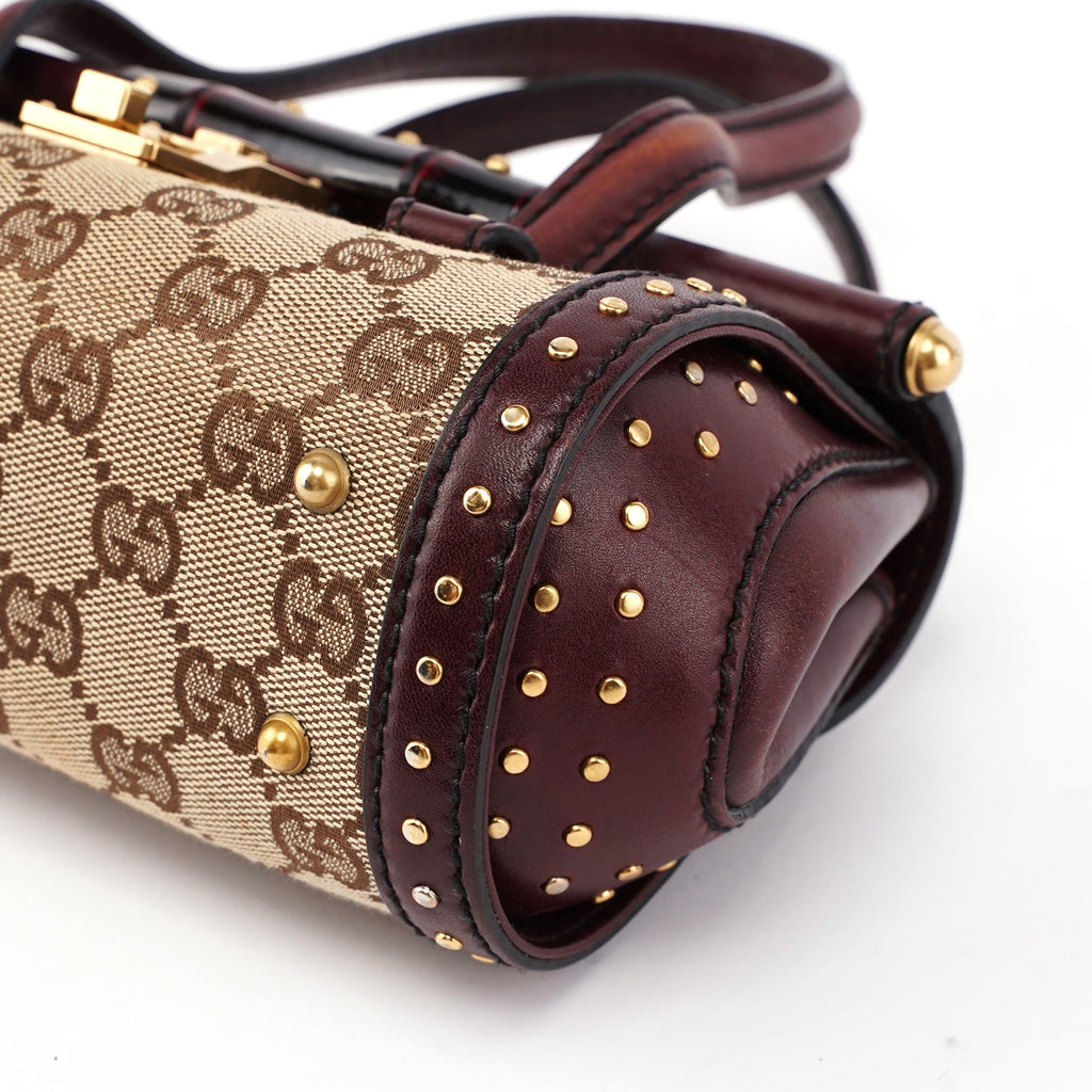 114994 Beige GG Burgundy Leather Studded Bag