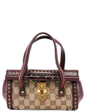 114994 Beige GG Burgundy Leather Studded Bag