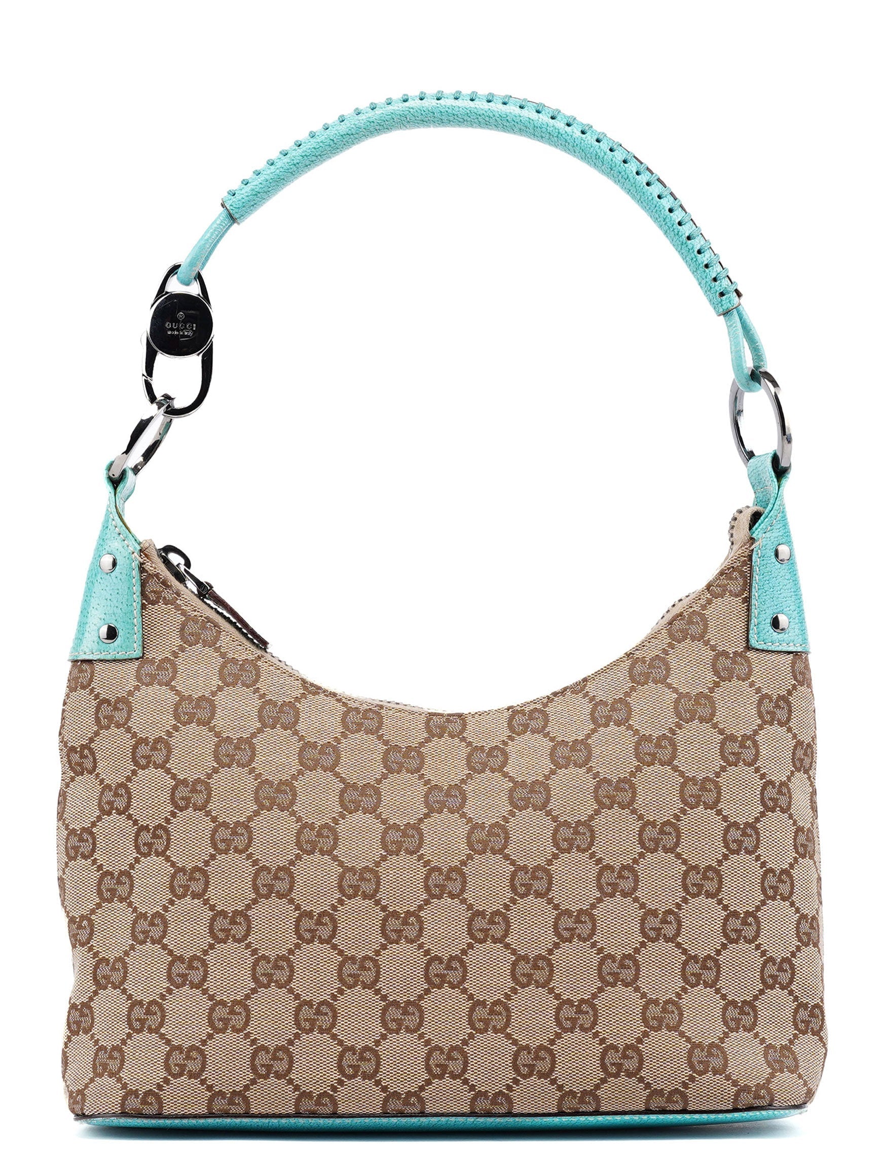 115002 Beige Turquoise GG Shoulder Bag