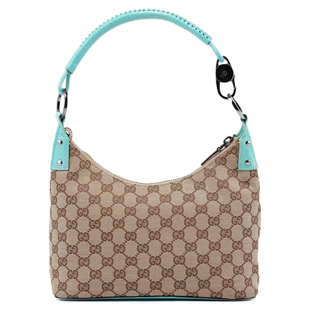 115002 Beige Turquoise GG Shoulder Bag
