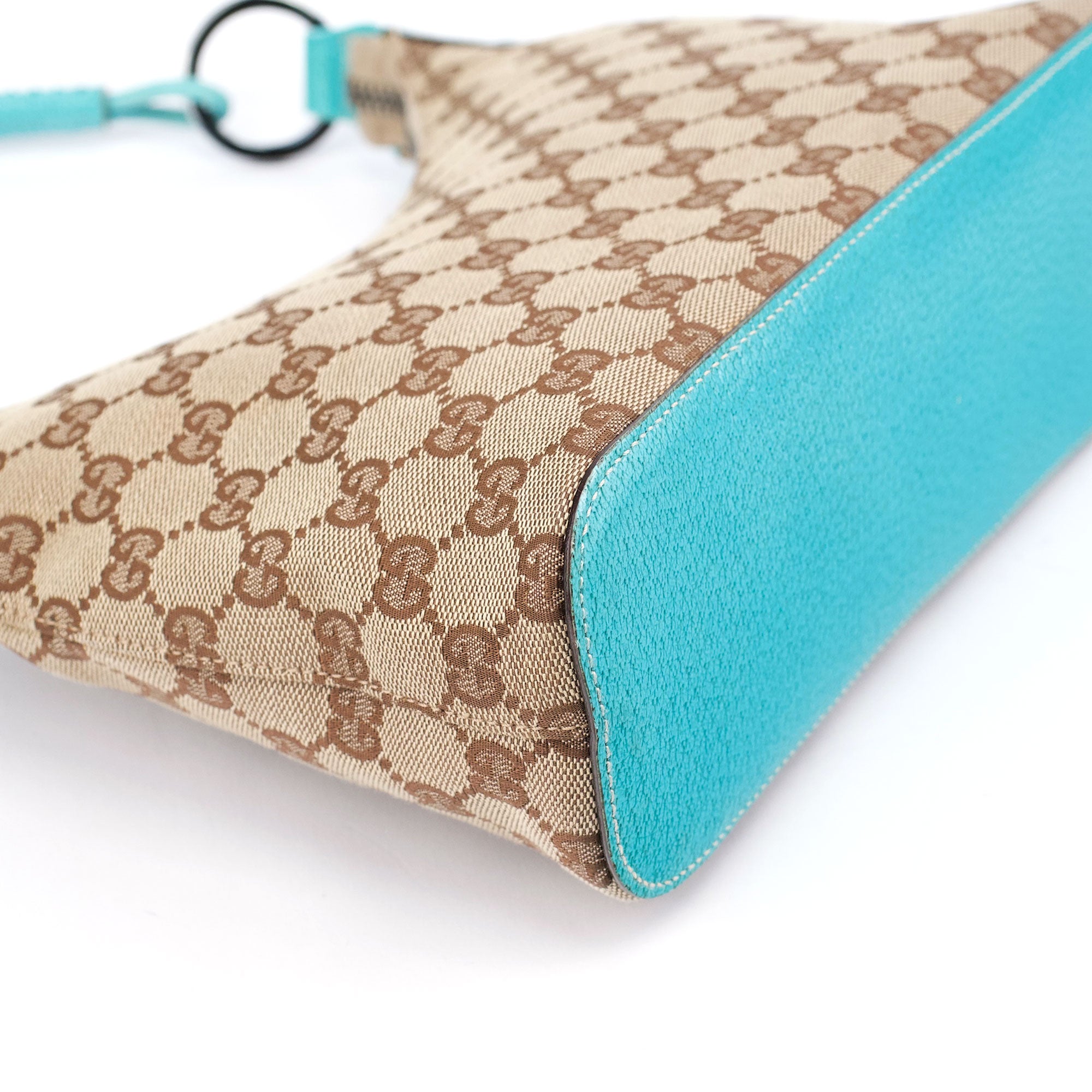 115002 Beige Turquoise GG Shoulder Bag