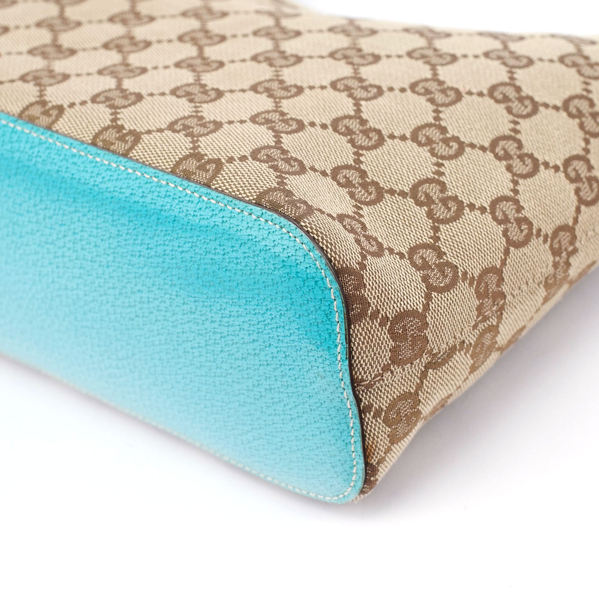 115002 Beige Turquoise GG Shoulder Bag