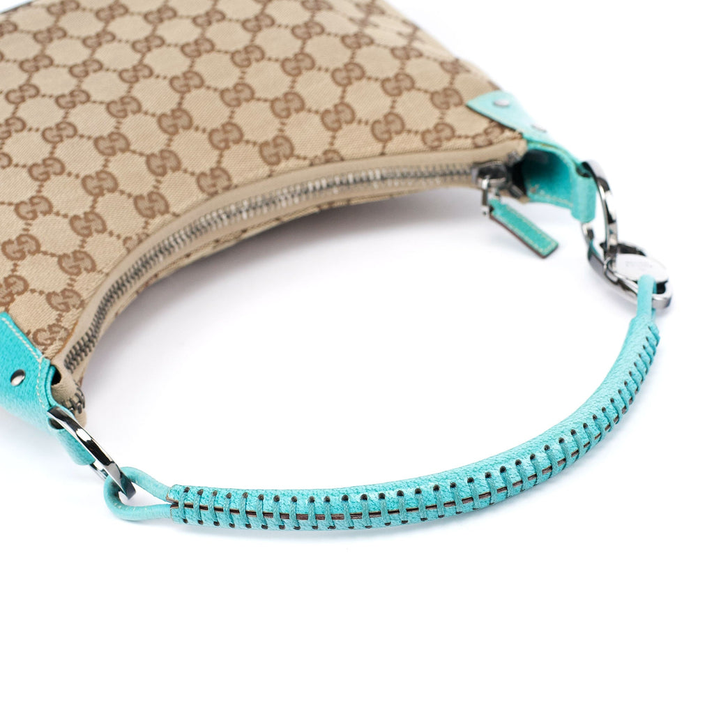 115002 Beige Turquoise GG Shoulder Bag