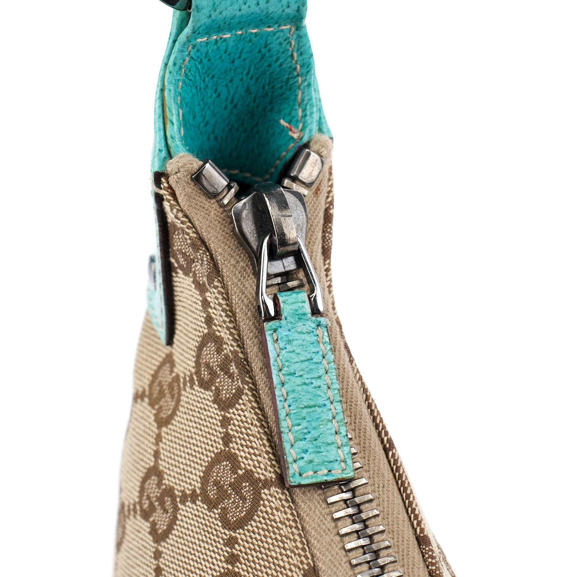 115002 Beige Turquoise GG Shoulder Bag