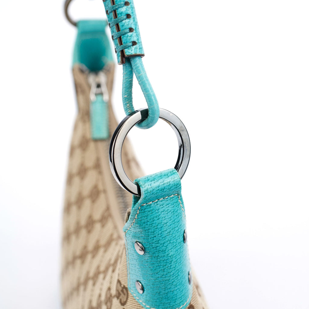 115002 Beige Turquoise GG Shoulder Bag