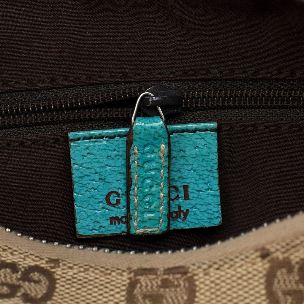 115002 Beige Turquoise GG Shoulder Bag