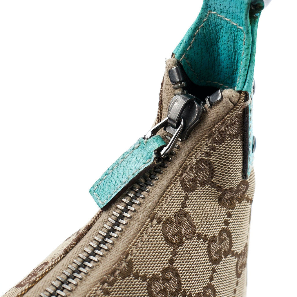 115002 Beige Turquoise GG Shoulder Bag
