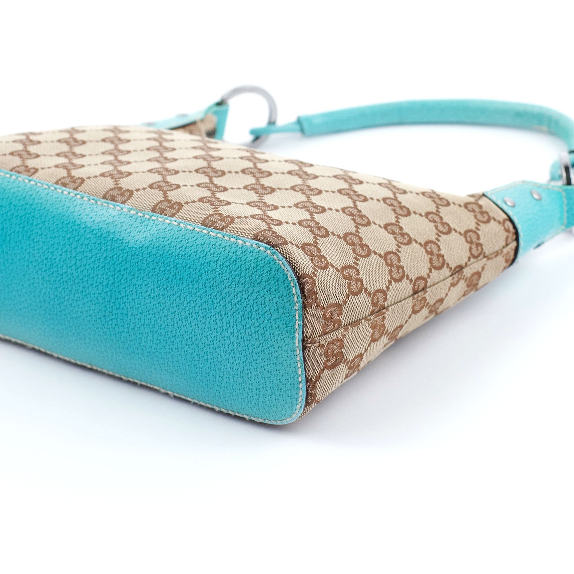 115002 Beige Turquoise GG Shoulder Bag