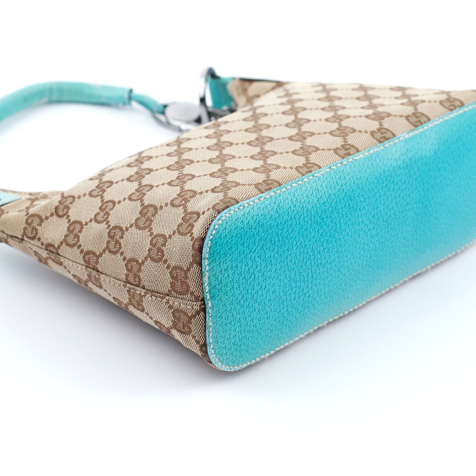 115002 Beige Turquoise GG Shoulder Bag