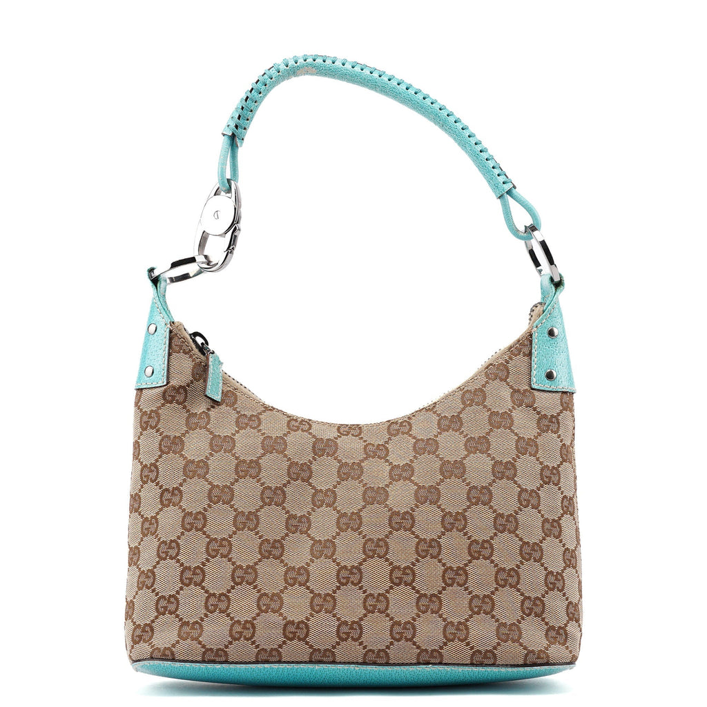 115002 Beige Turquoise GG Shoulder Bag