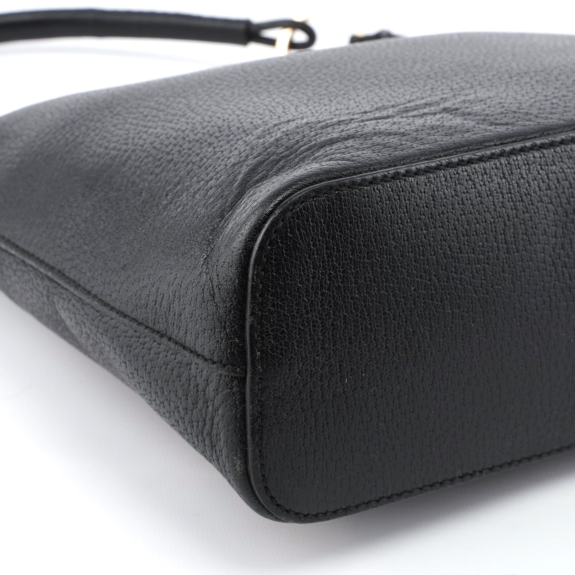 115003 Black Leather Hobo Shoulder Bag