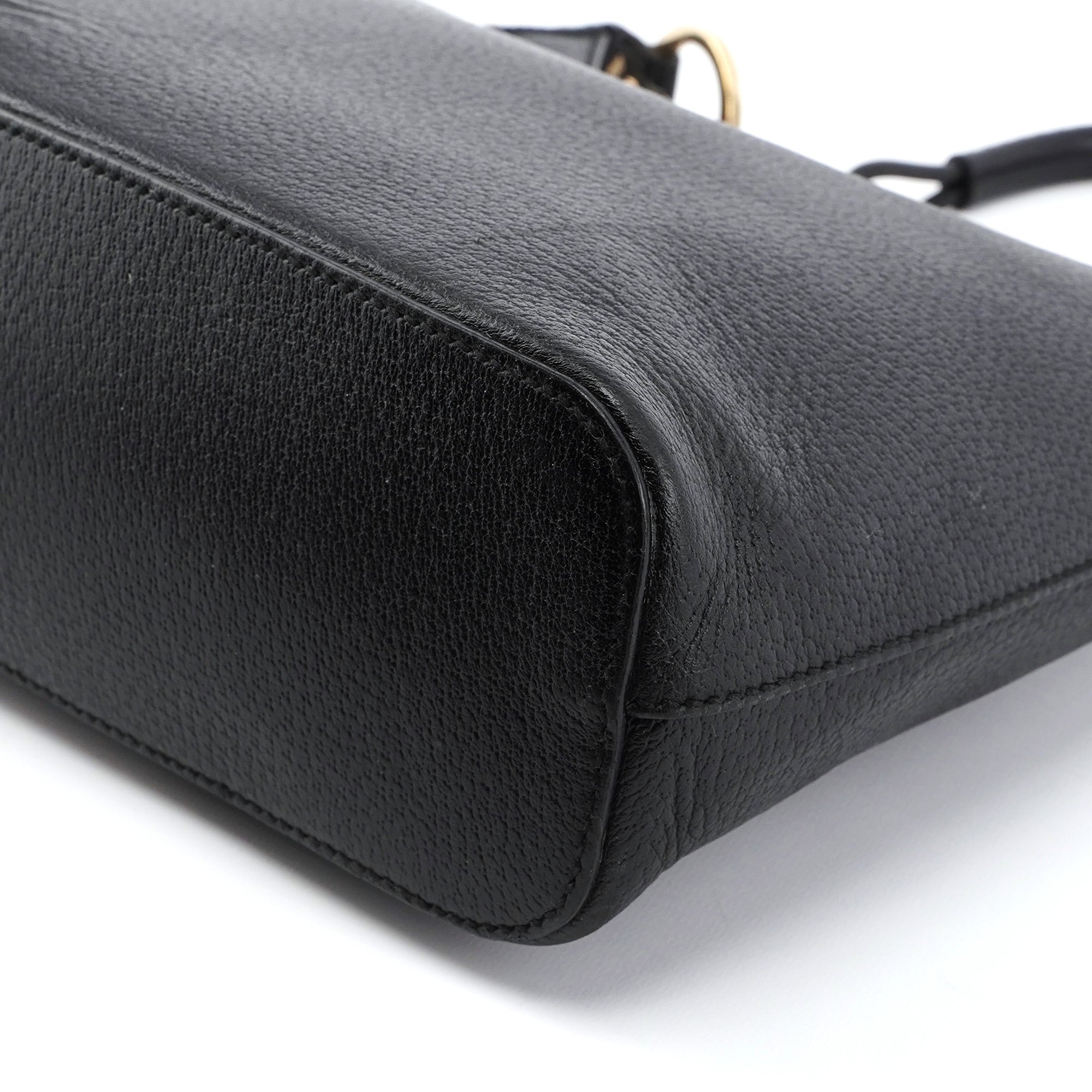 115003 Black Leather Hobo Shoulder Bag