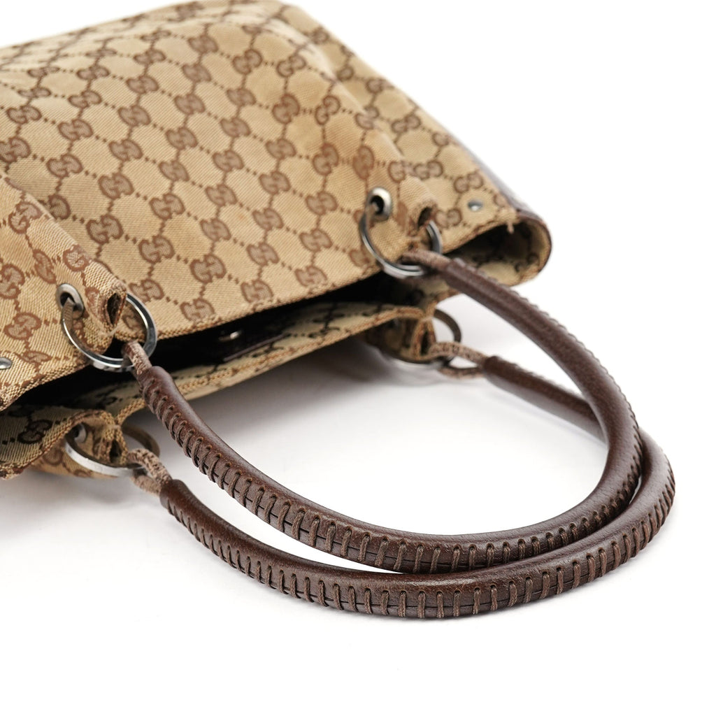 115007 Beige GG Leather Tote Bag