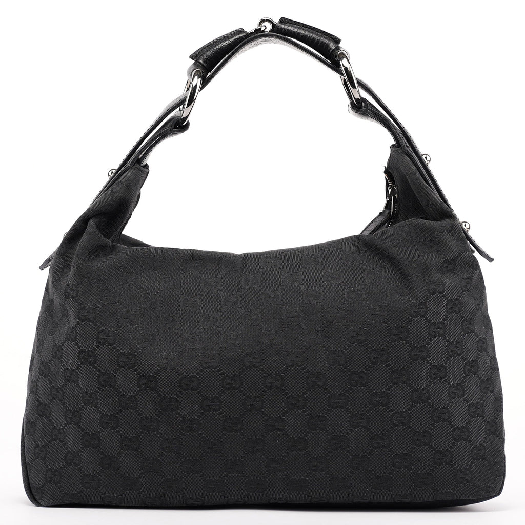 115867 Black GG Horsebit Shoulder Bag
