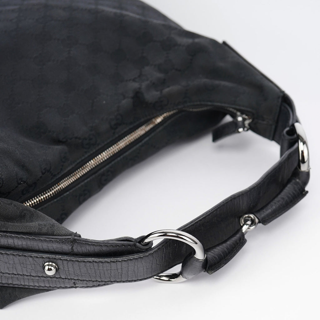 115867 Black GG Horsebit Shoulder Bag