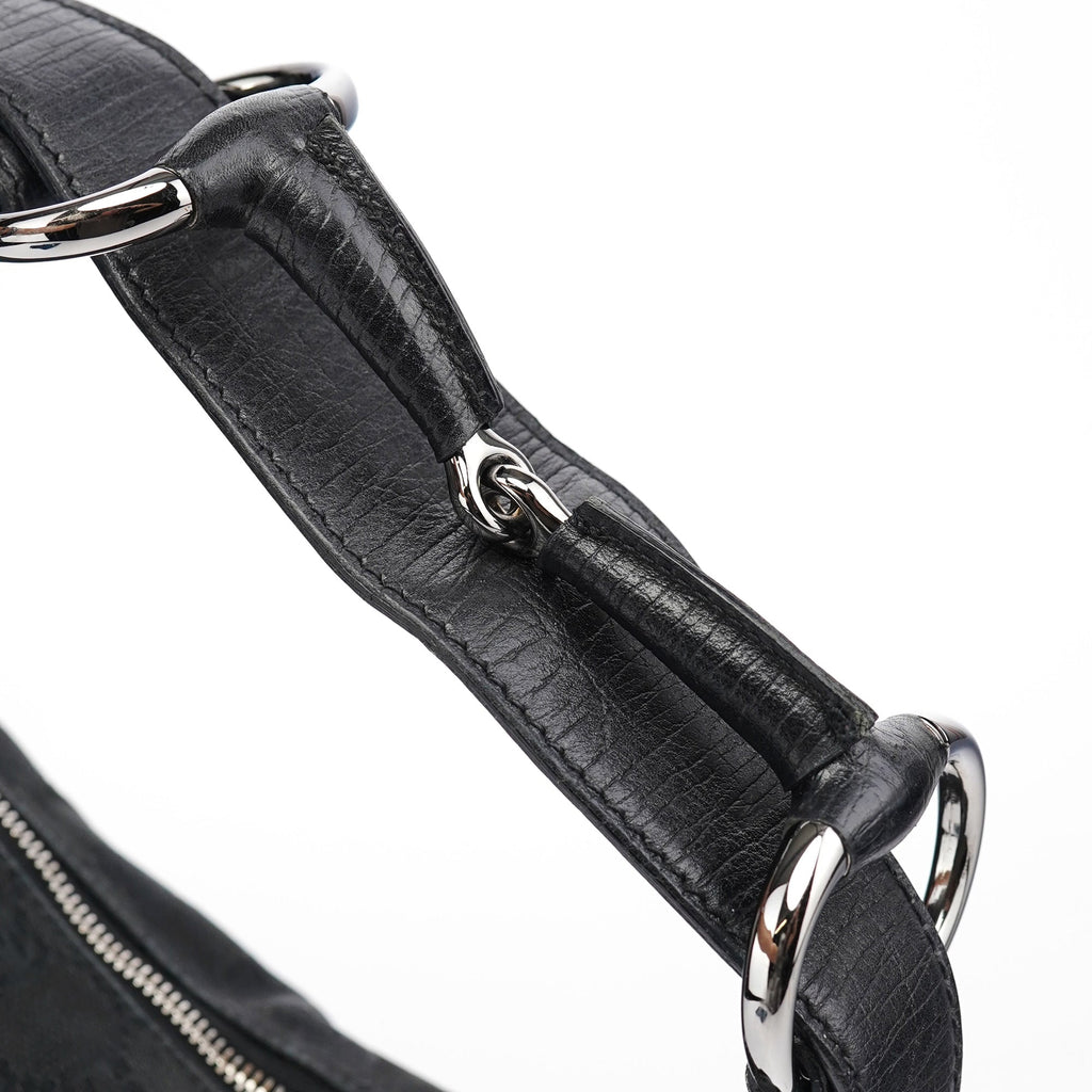 115867 Black GG Horsebit Shoulder Bag