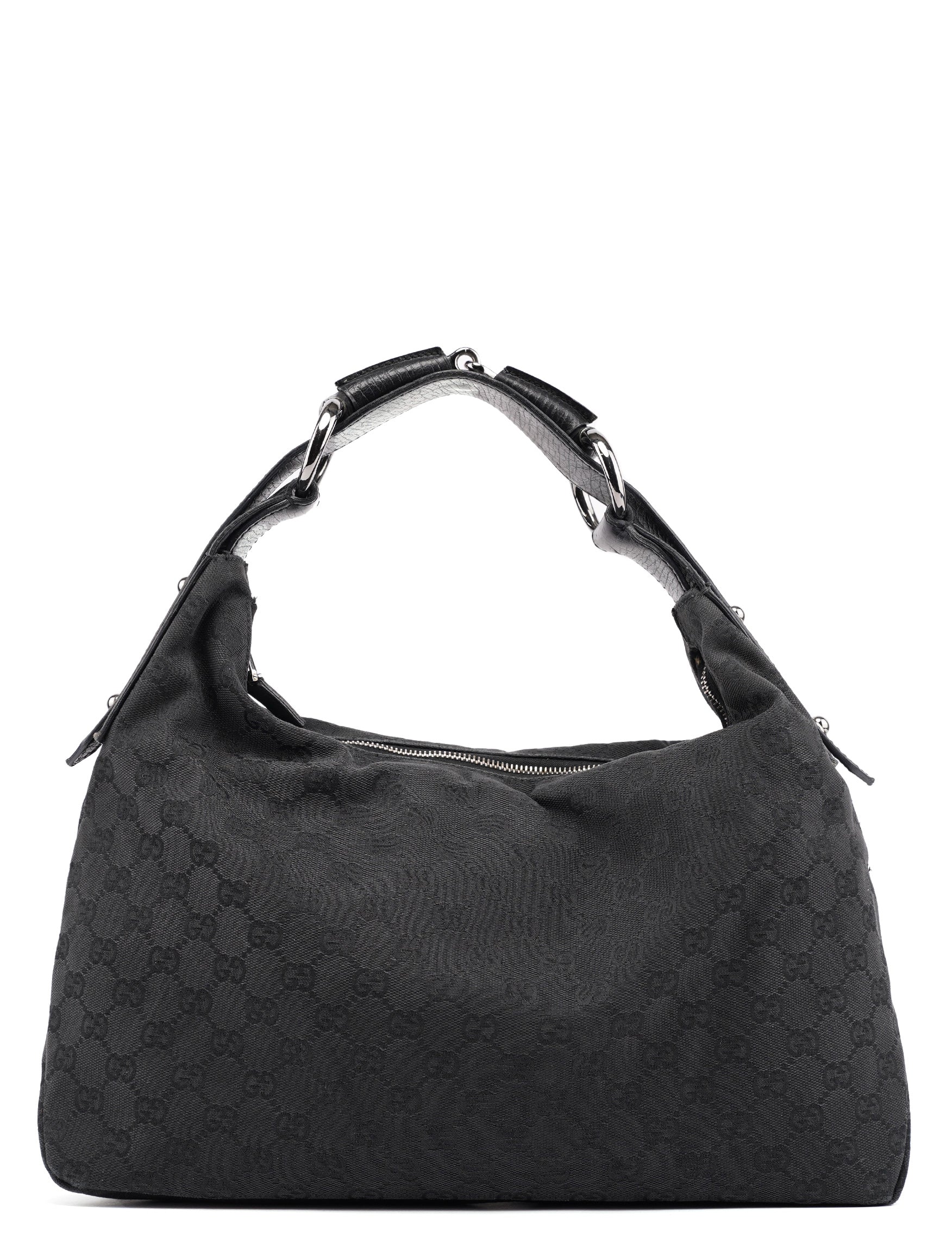 115867 Black GG Horsebit Shoulder Bag