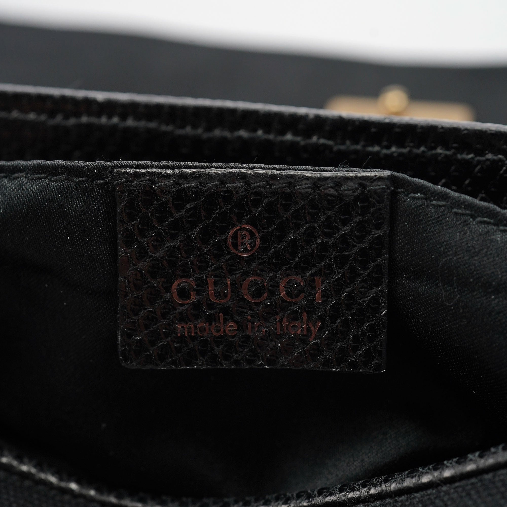 123247 Black Canvas Lizard Bamboo Shoulder Bag