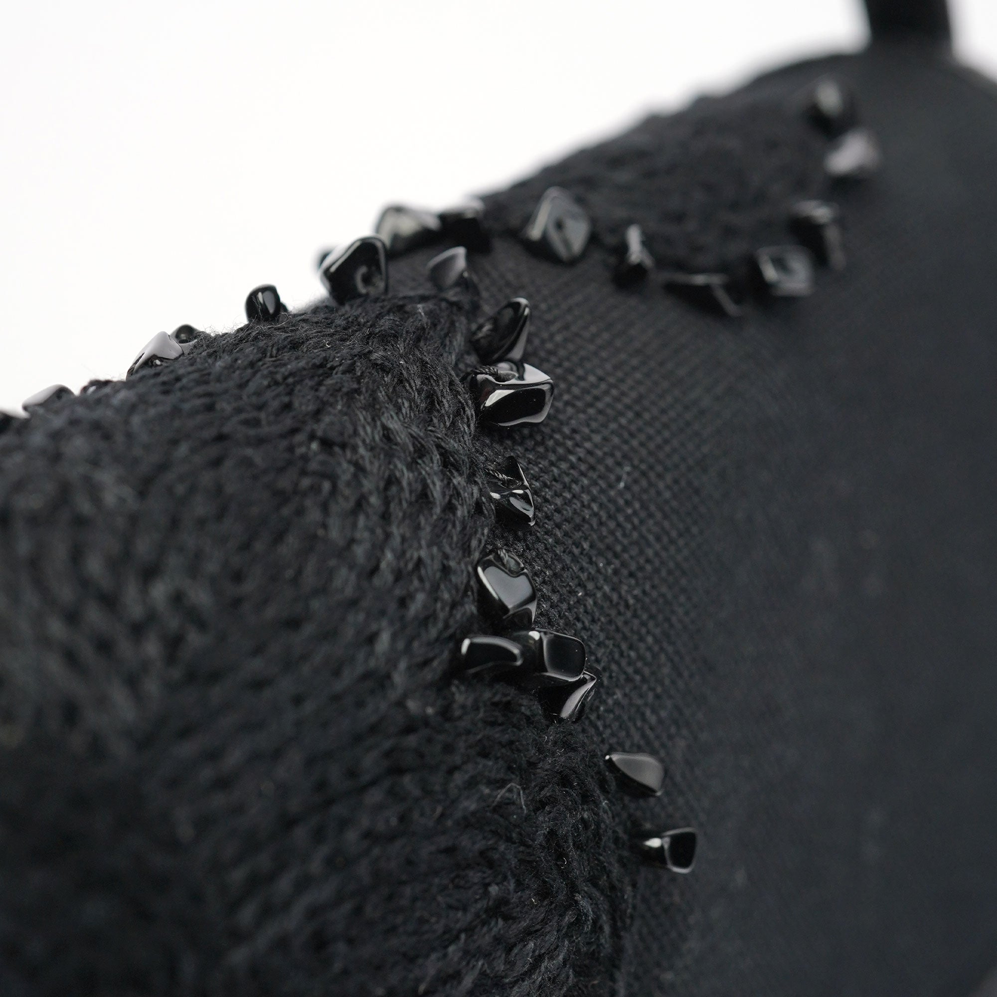 123247 Black Canvas Lizard Bamboo Shoulder Bag