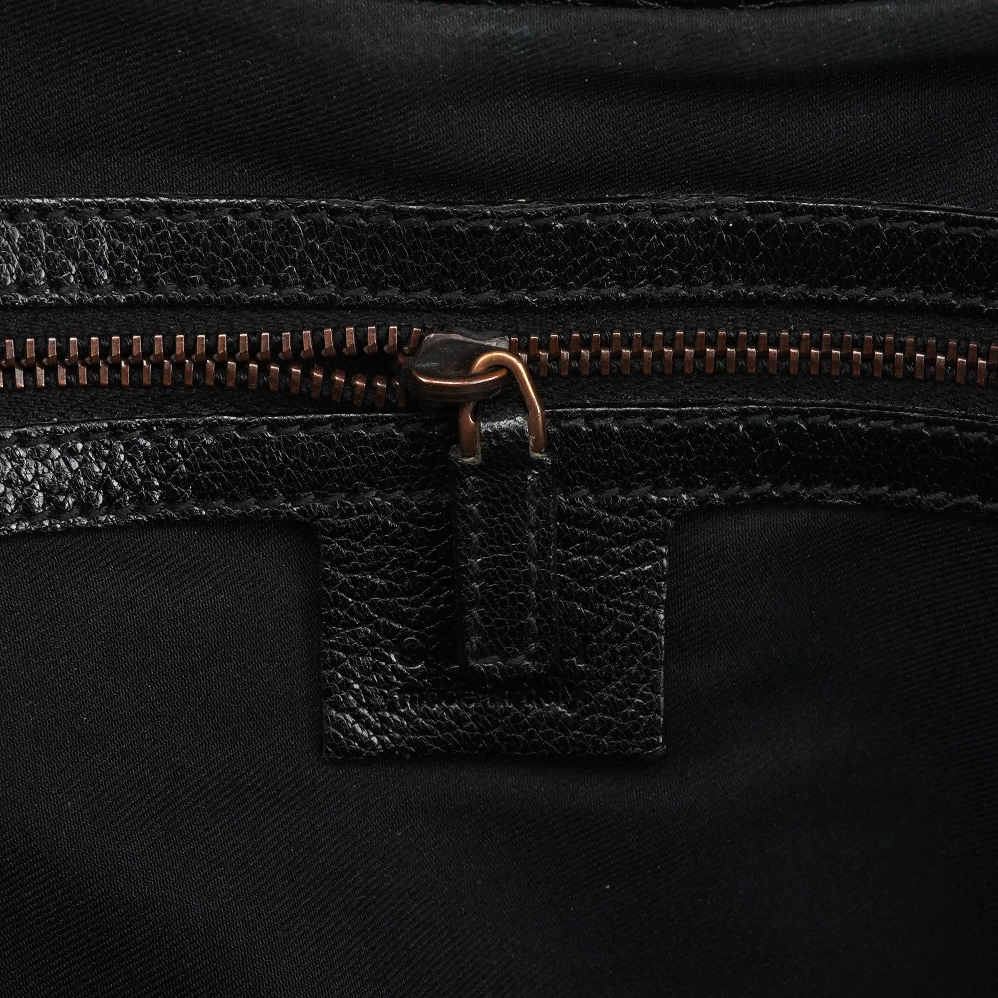 124 293 Black Leather Bamboo Handle Shoulder Bag