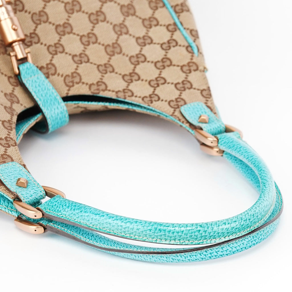 124407 Beige Turquoise GG Jackie Shoulder Bag