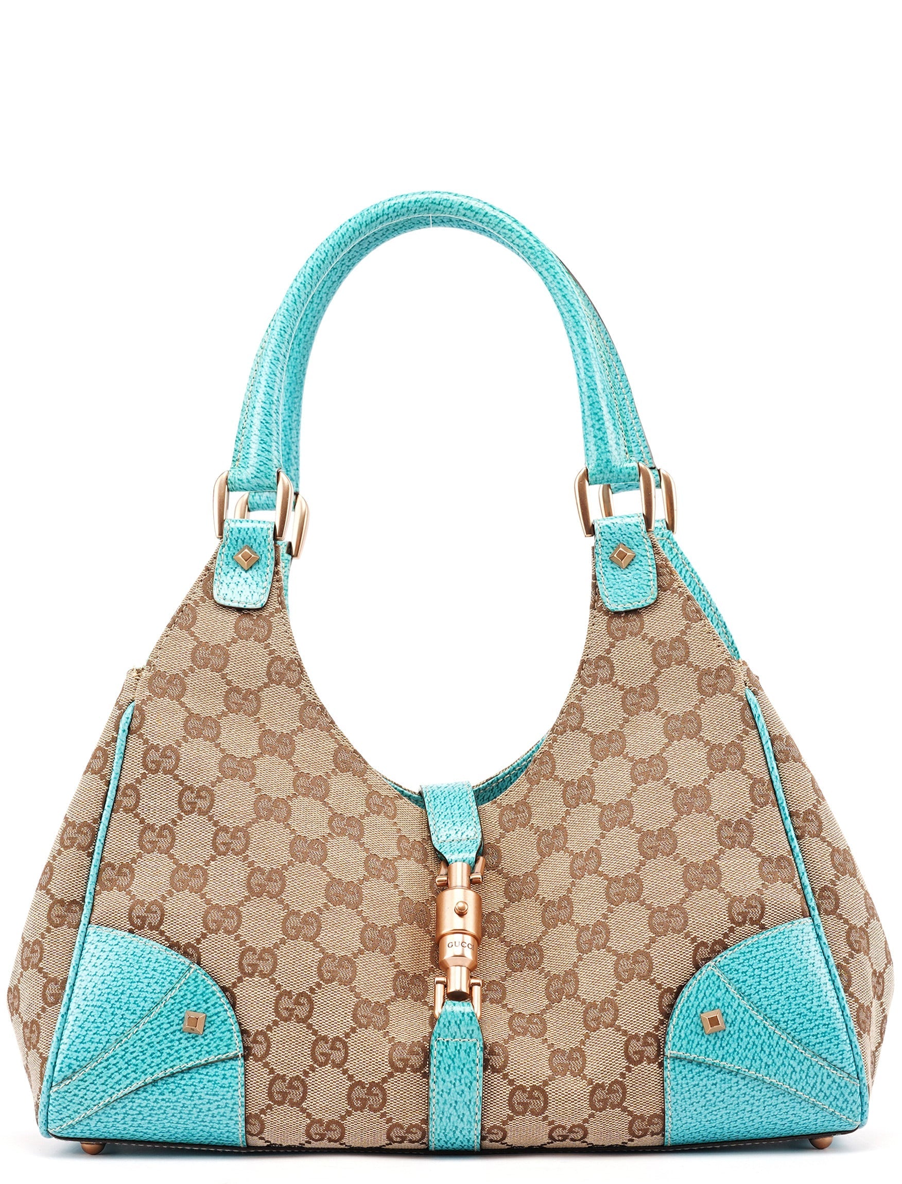 124407 Beige Turquoise GG Jackie Shoulder Bag