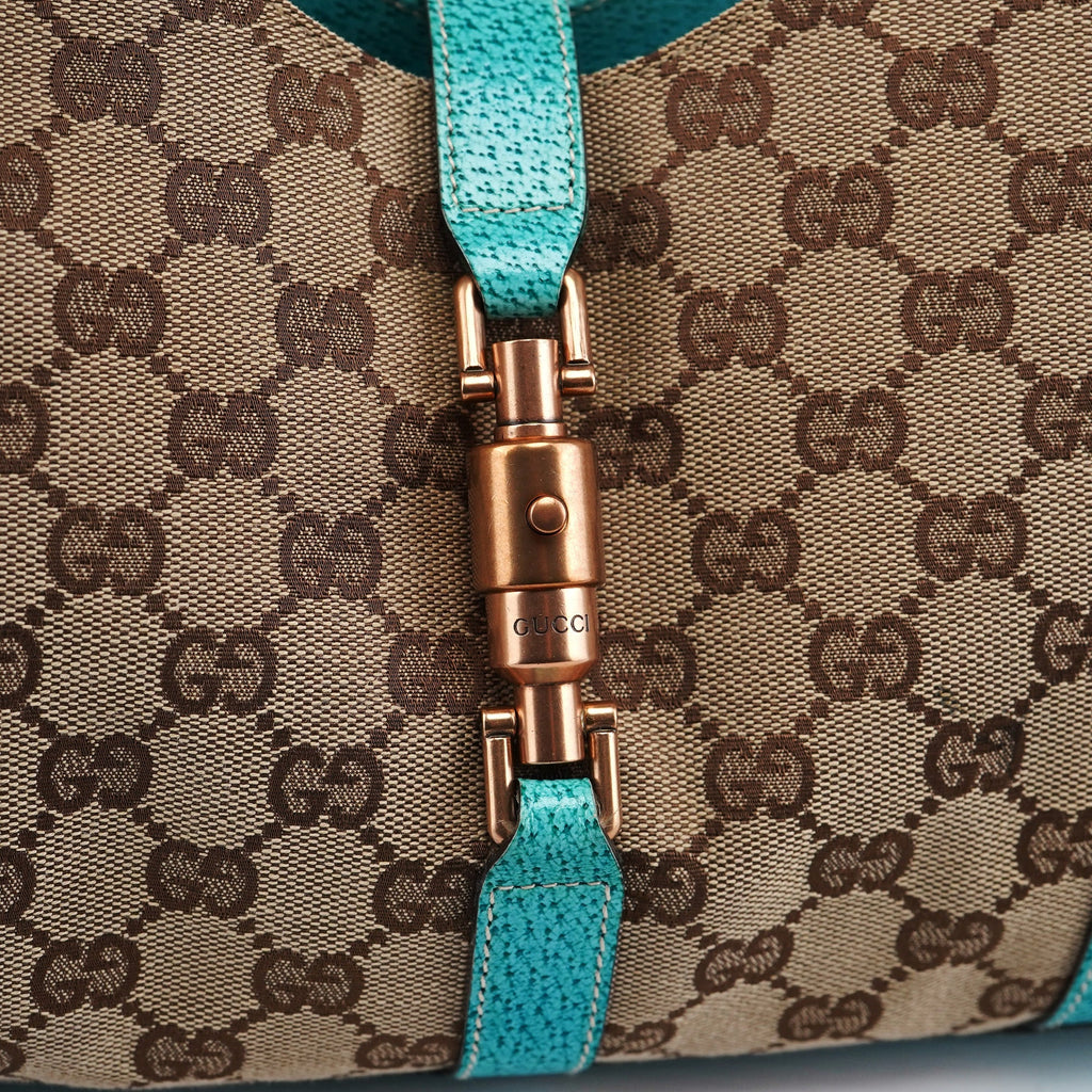 124407 Beige Turquoise GG Jackie Shoulder Bag