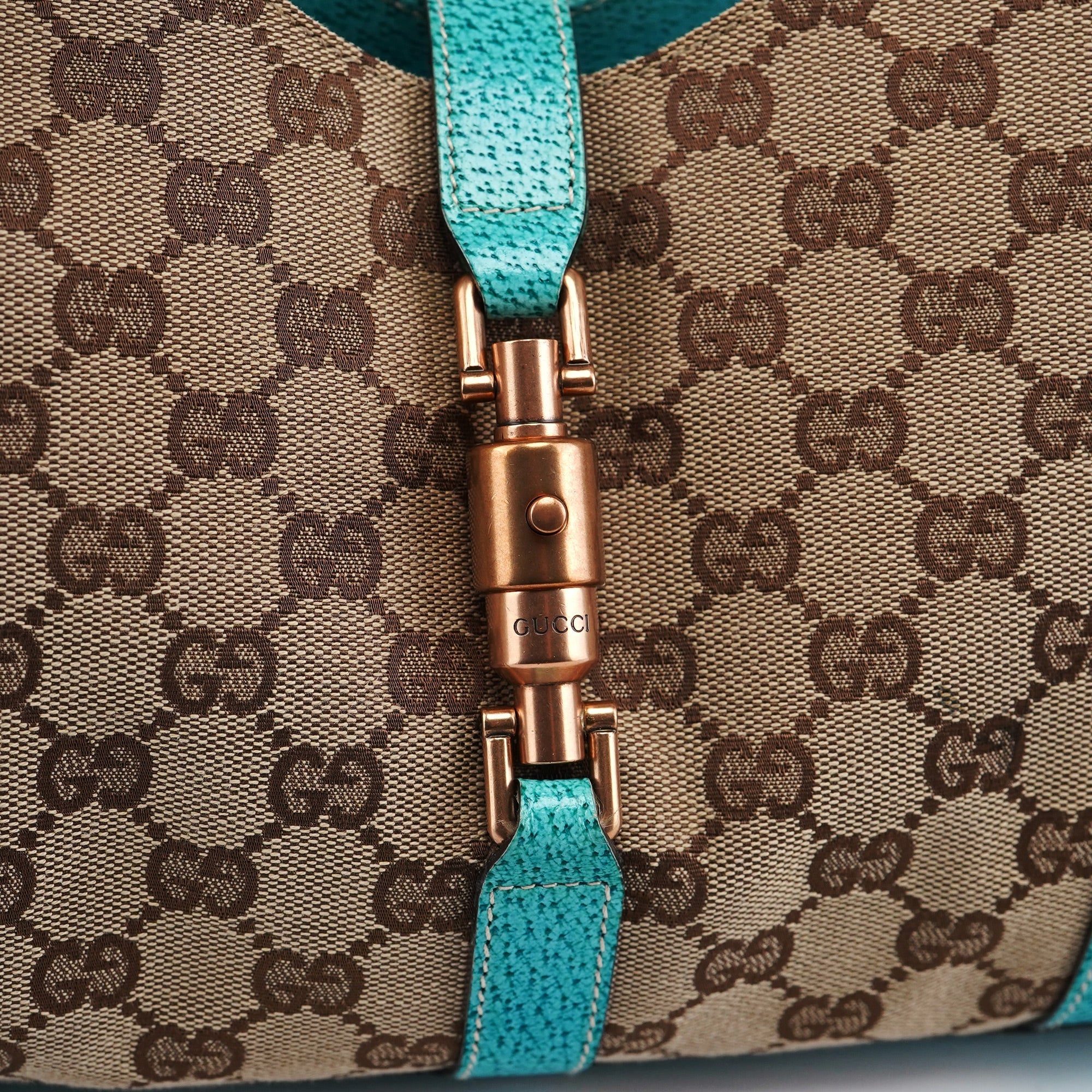 124407 Beige Turquoise GG Jackie Shoulder Bag
