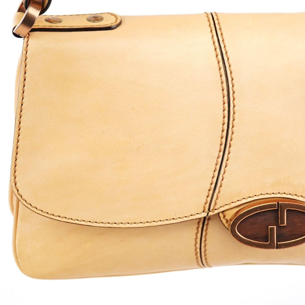 124824 Beige GG Leather Shoulder Bag