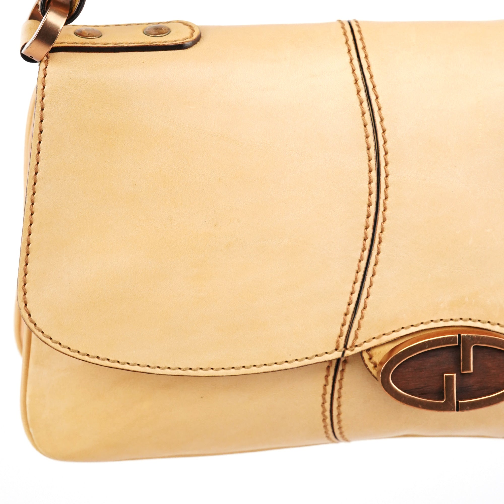 124824 Beige GG Leather Shoulder Bag
