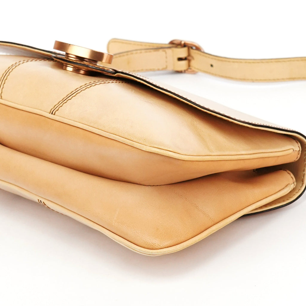 124824 Beige GG Leather Shoulder Bag