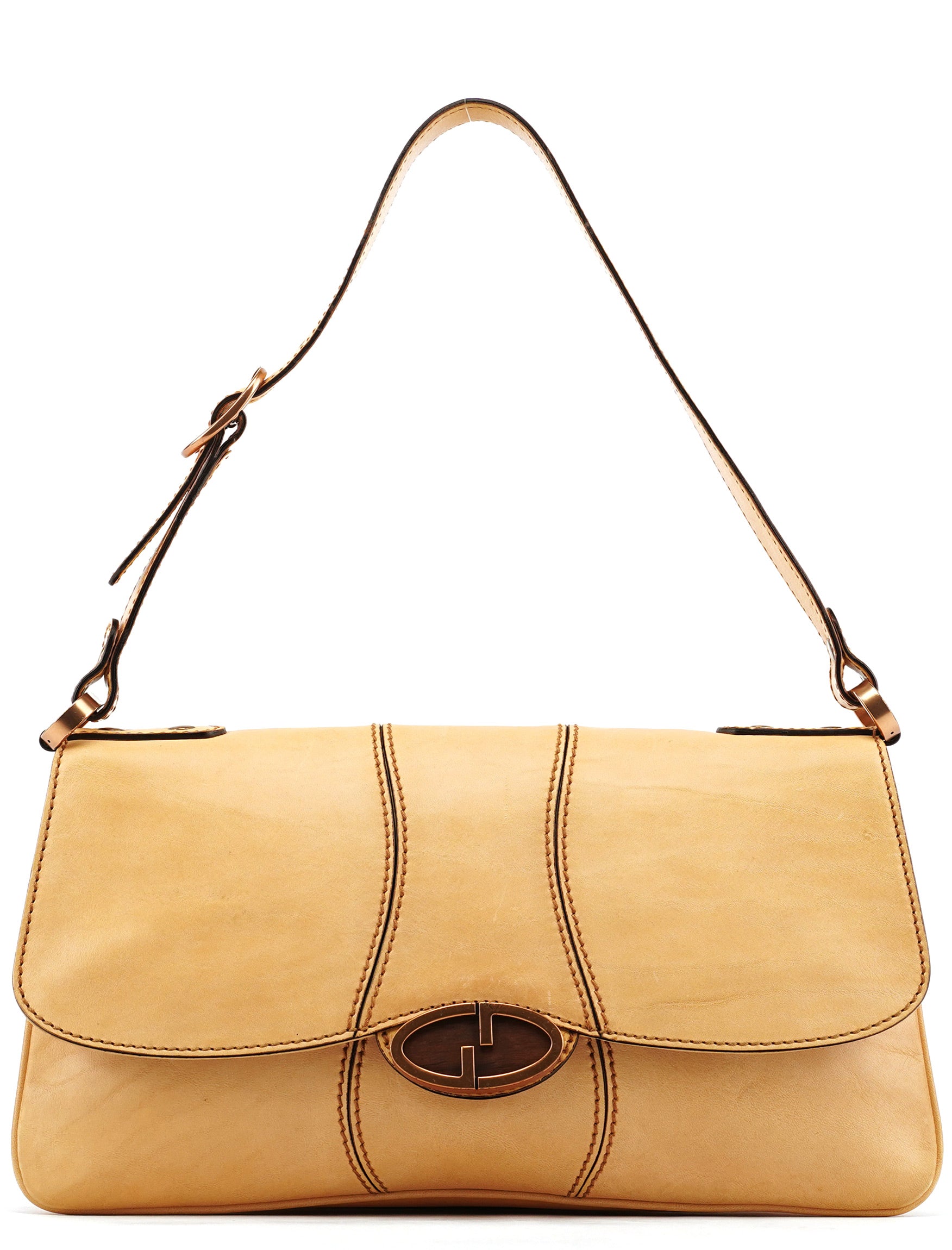 124824 Beige GG Leather Shoulder Bag