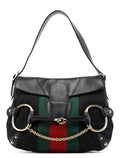 131096 Black GG Horsebit Shoulder Bag