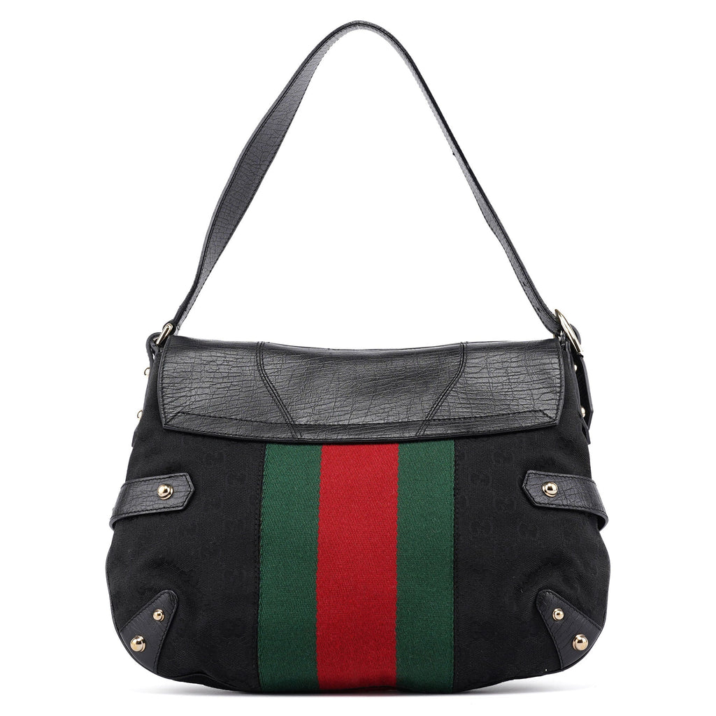 131096 Black GG Horsebit Shoulder Bag