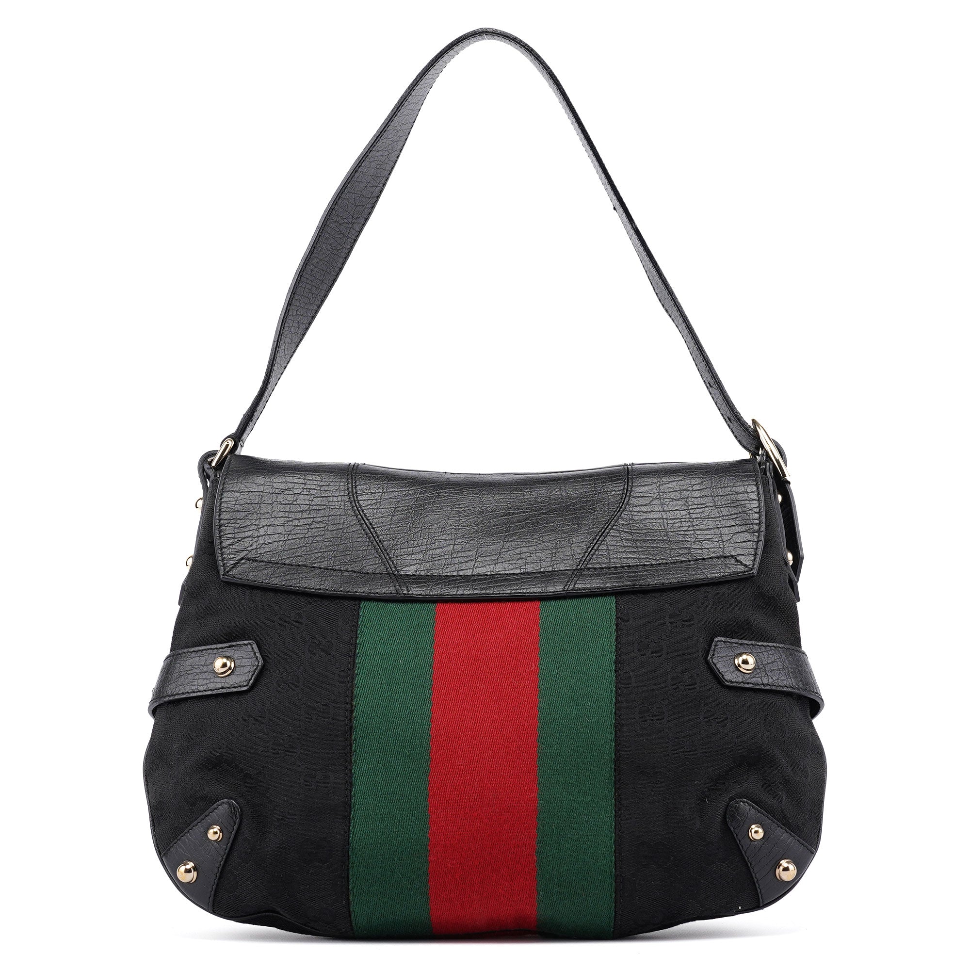 131096 Black GG Horsebit Shoulder Bag