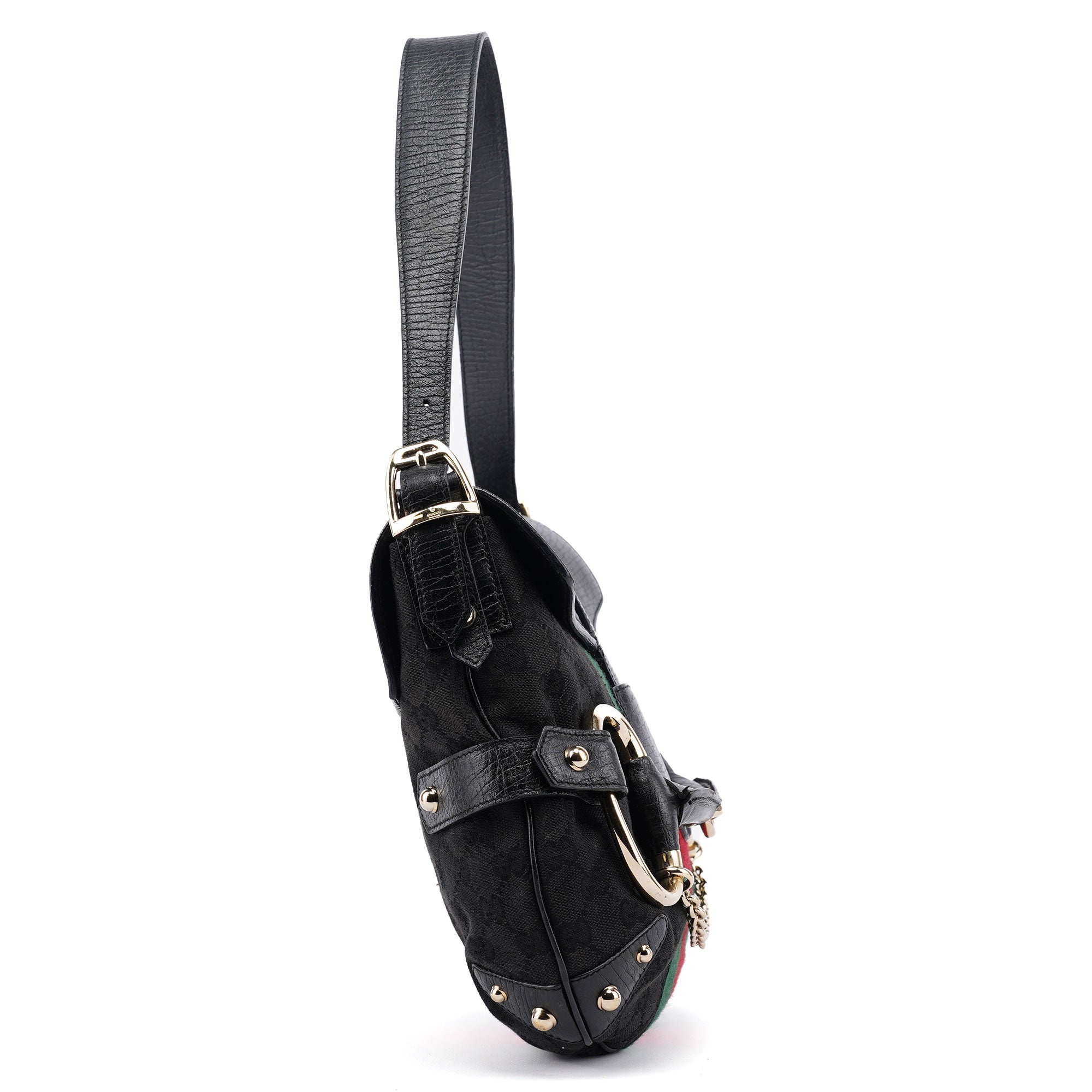 131096 Black GG Horsebit Shoulder Bag