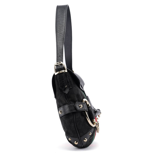 131096 Black GG Horsebit Shoulder Bag