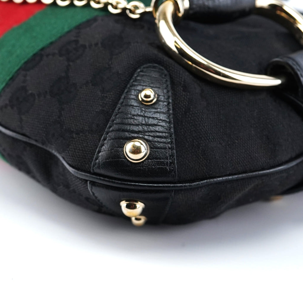 131096 Black GG Horsebit Shoulder Bag