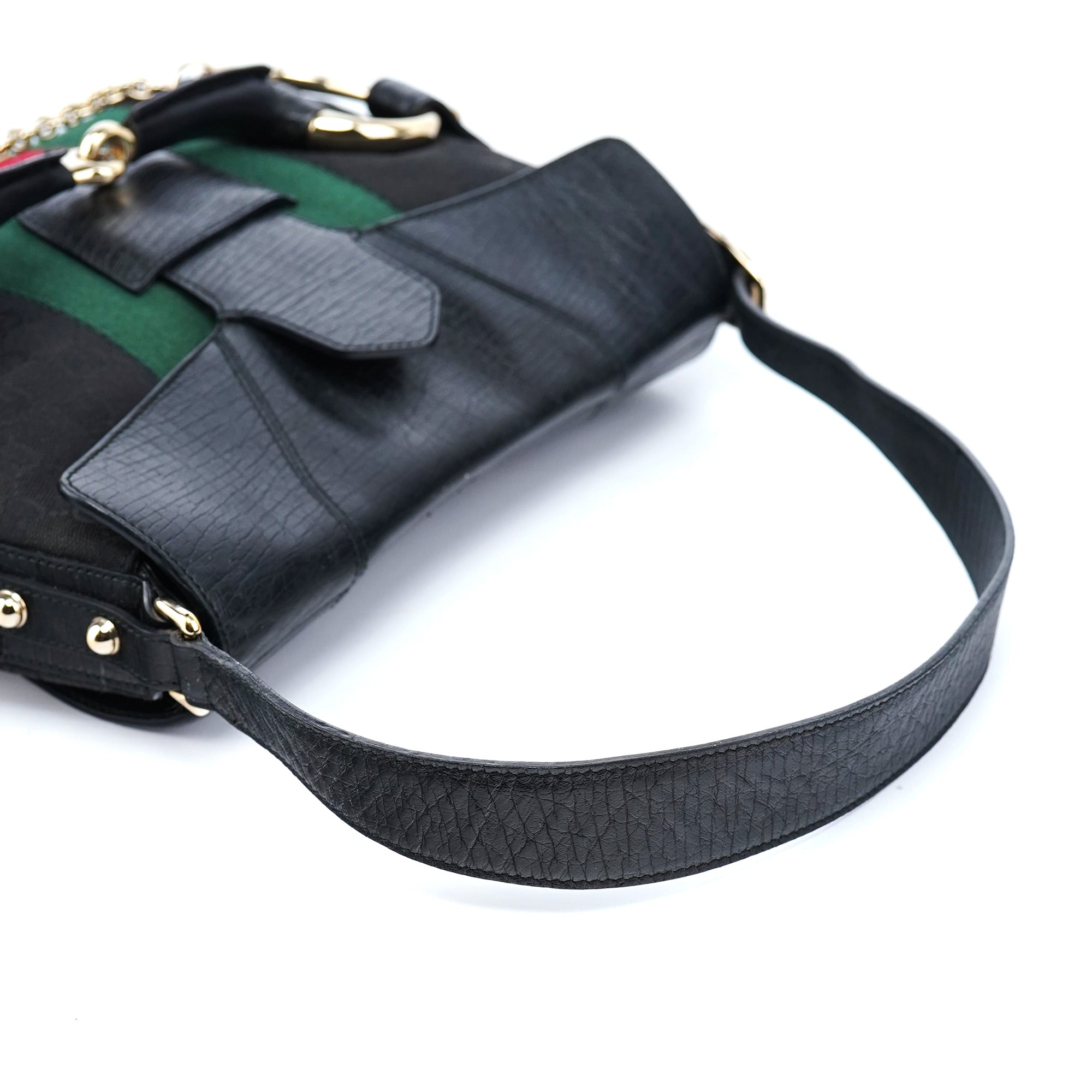 131096 Black GG Horsebit Shoulder Bag