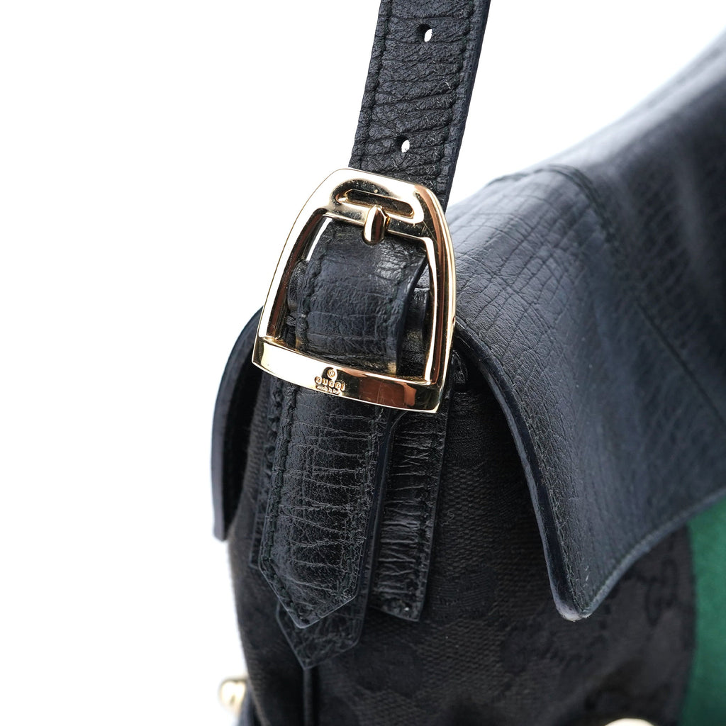 131096 Black GG Horsebit Shoulder Bag