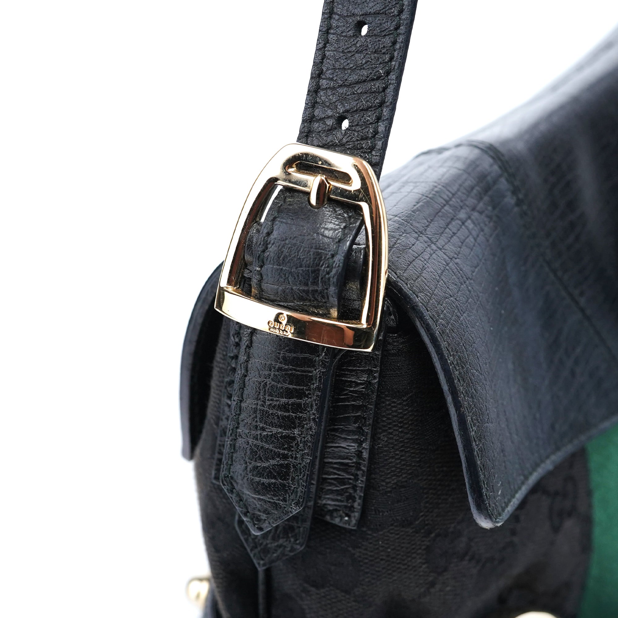131096 Black GG Horsebit Shoulder Bag