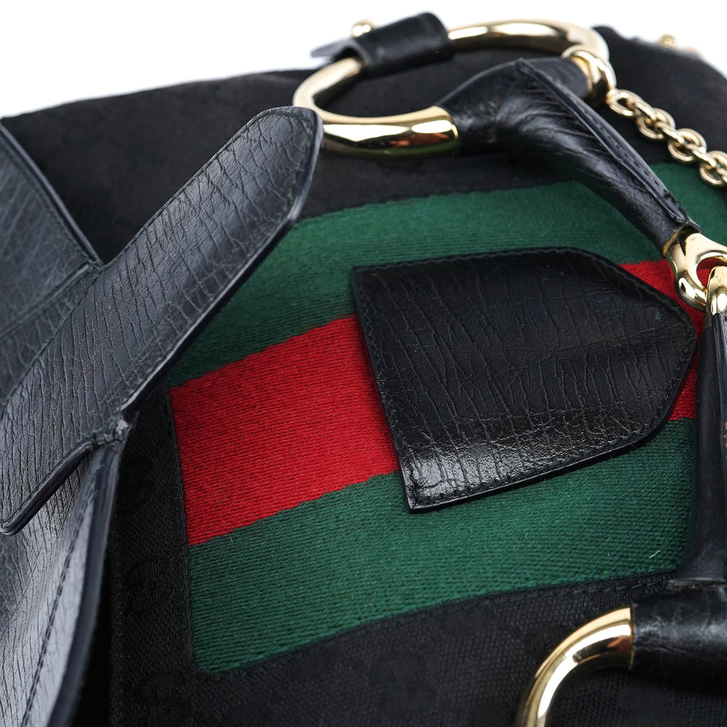 131096 Black GG Horsebit Shoulder Bag