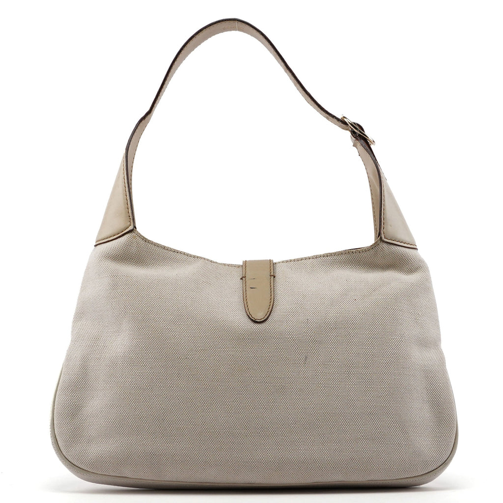 140040 Beige Canvas Sequin Jackie Shoulder Bag