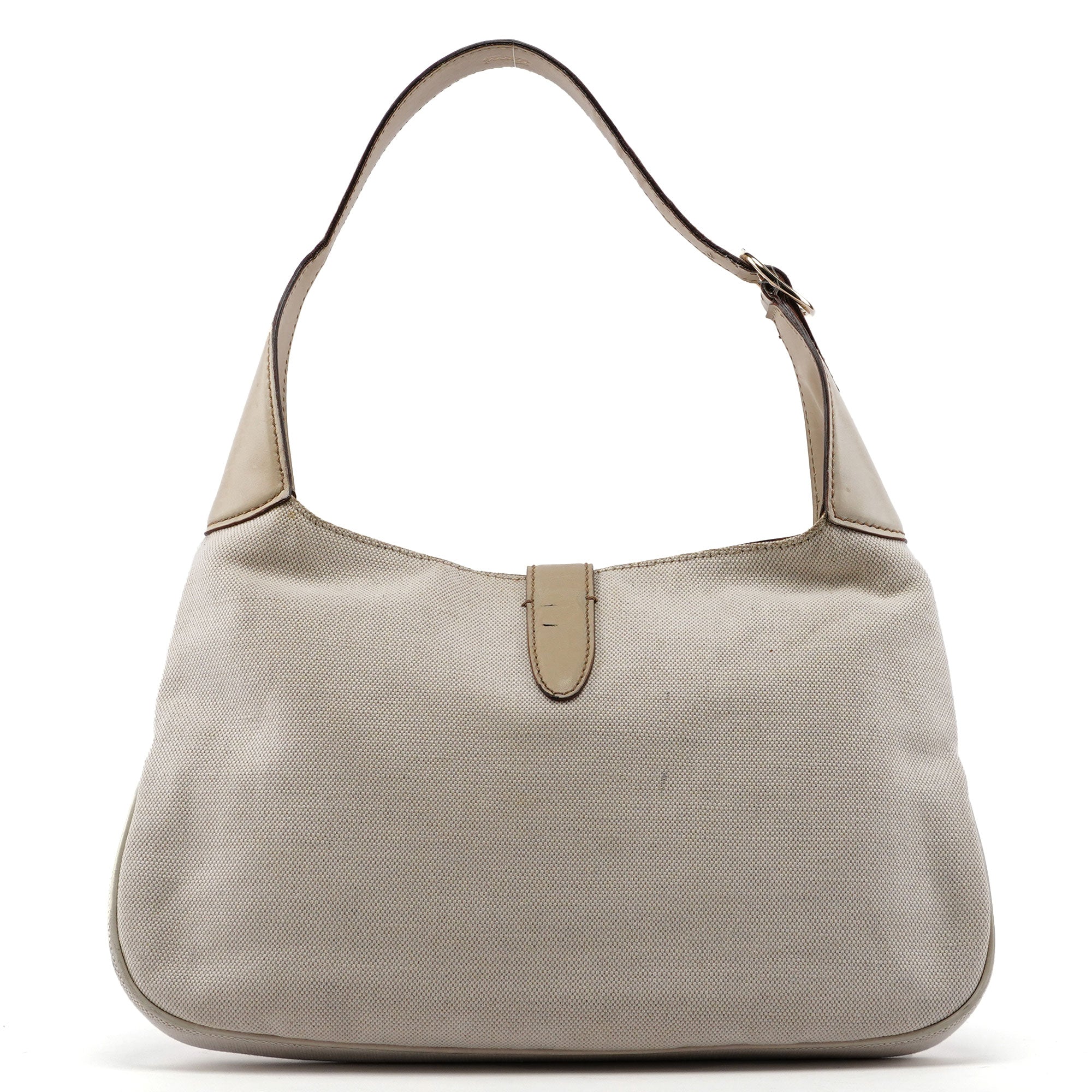 140040 Beige Canvas Sequin Jackie Shoulder Bag