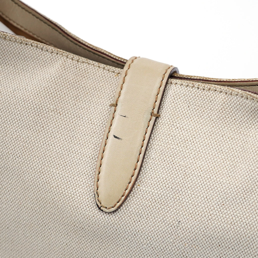 140040 Beige Canvas Sequin Jackie Shoulder Bag