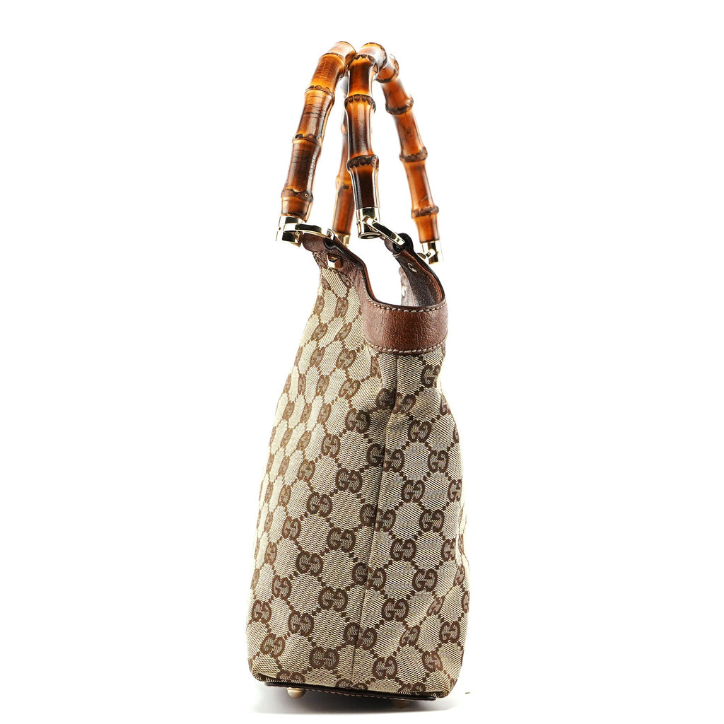 140203 Beige GG Bamboo Tote Bag