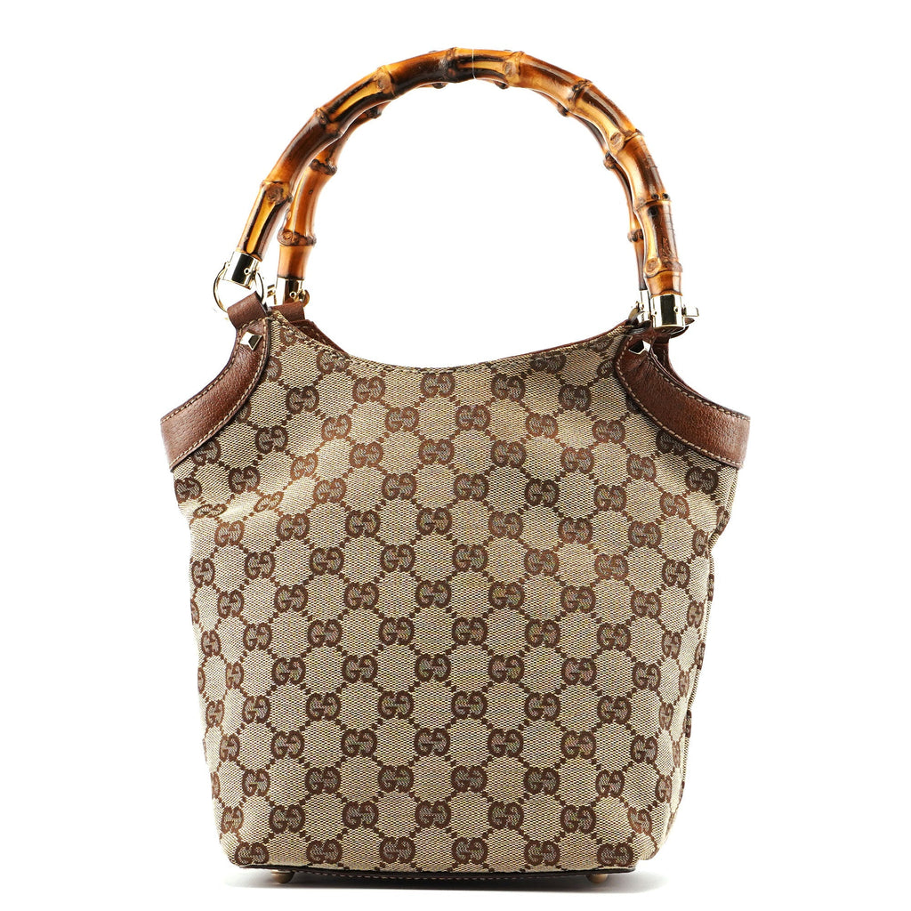 140203 Beige GG Bamboo Tote Bag