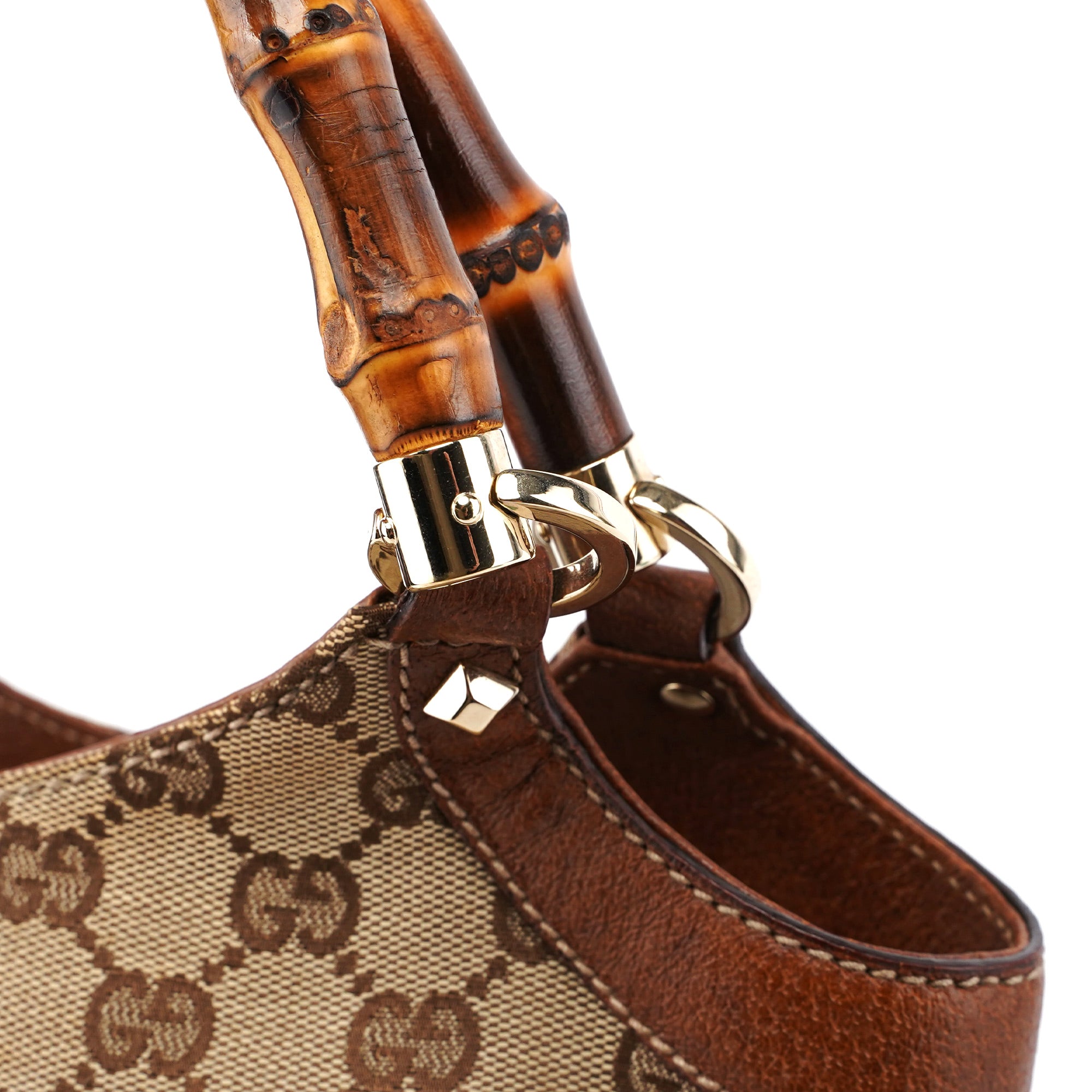 140203 Beige GG Bamboo Tote Bag