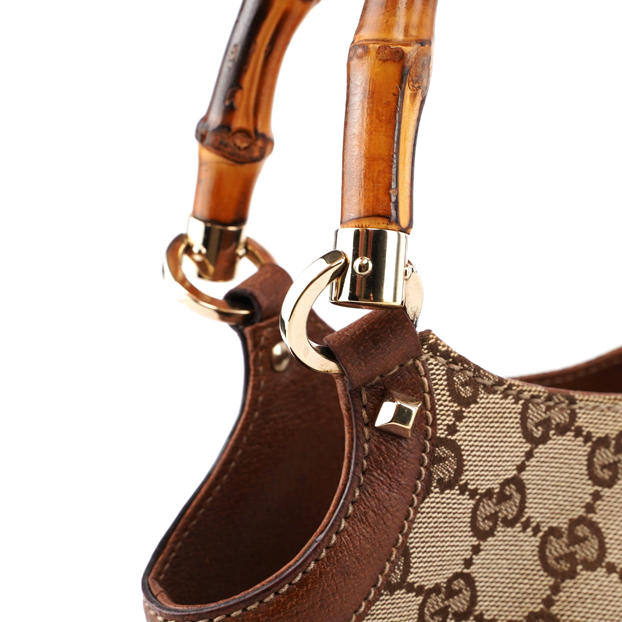 140203 Beige GG Bamboo Tote Bag